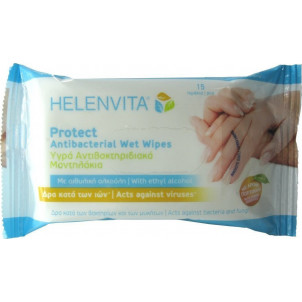 Helenvita Protect Antibacterial Wet Wipes Υγρά Αντιβακτηριδιακά Μαντηλάκια 15 Τμχ