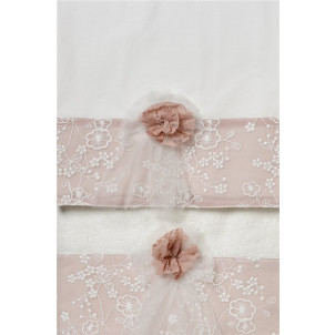 Εκρού λαδόπανο με φάσα μουσελίνα, δαντέλα και φιόγκο 262426 new life