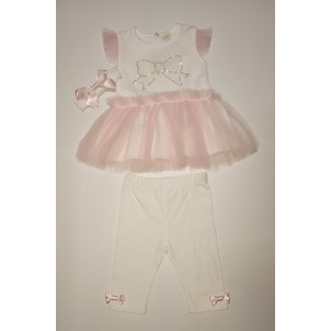 Σετ Μπλουζοφόρεμα Με Κολάν Και Κορδέλα Ροζ 722.330.002