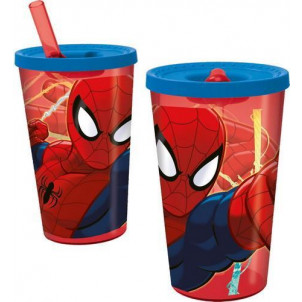 Παγούρι πλαστικό Spiderman με καλαμάκι 450ml (#760.239.031#)