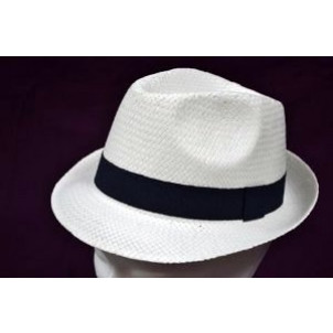 Καπέλο Ψάθινο με Μπλε Ρίγα (Άσπρο) (Κωδ.592.512.001)