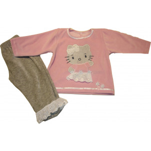 Πυζάμα Βελουτέ M/Μ Felicita Γάτα (Ροζ) (Κωδ.226.95.054)