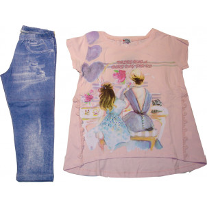 Μπλουζοφόρεμα & Κολάν (Ροζ) (Κωδ.291.87.563)