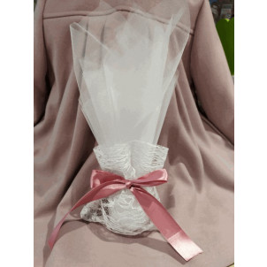 Μπομπονιέρα γάμου τούλινη με πουγκί δαντέλα (κωδ.3517-23)