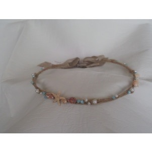 Στέφανα silea με λινάτσα θαλασσινά και πέρλες (Κωδ.Ν391)