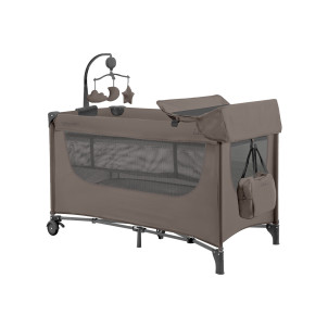 Kikka Boo Παρκοκρέβατο 2 επιπέδων με τροχούς New Nighty Night Beige, 2026