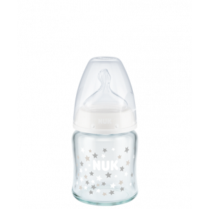 NUK First Choice Plus Μπιμπερό γυάλινο 120ml με θηλή White Flowers #4008600299158