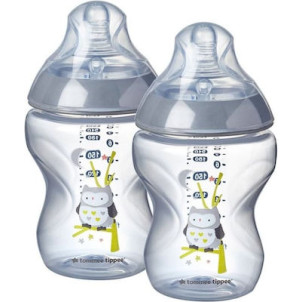 Tommee Tippee Πλαστικό Μπιμπερό Closer to Nature μικρής ροής 260ml με σχέδιο Ollie the Owl (2τμχ) 0m+, 2024-2025
